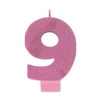 Pink Number 9 Candle