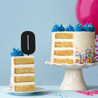 MEGA NUMBER 0 CAKE TOPPER - BLACK