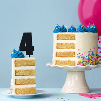 MEGA NUMBER 4 CAKE TOPPER - BLACK