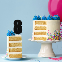 MEGA NUMBER 8 CAKE TOPPER - BLACK