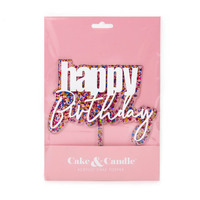 LAYERED RAINBOW GLITTER HAPPY BIRTHDAY CAKE TOPPER
