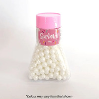 8MM SUGAR BALLS PEARL  WHITE  100G