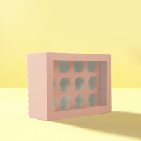 PAPYRUS SCALLOPED TALL CUPCAKE BOX (12 HOLE) - PASTEL PINK