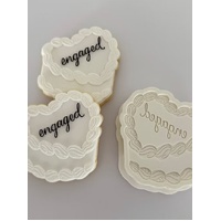 Vintage Cake - Plain or Engaged - Fondant Stamp and Cookie Cutter