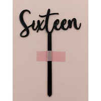 SIXTEEN - Black Acrylic-Cake Topper