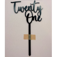 TWENTY ONE - Black Acrylic-Cake Topper