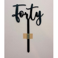 FORTY - Black Acrylic-Cake Topper