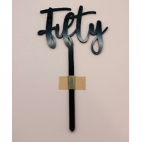 FIFTY - Black Acrylic-Cake Topper