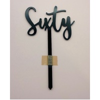 SIXTY - Black Acrylic-Cake Topper