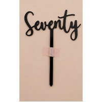 SEVENTY - Black Acrylic-Cake Topper