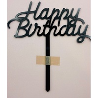HAPPY BIRTHDAY - Black Acrylic-Cake Topper