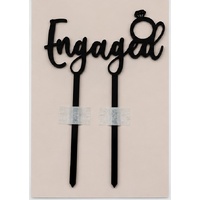 ENGAGED - Black Acrylic-Cake Topper