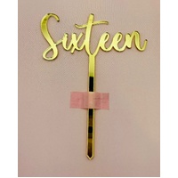 SIXTEEN - Gold Mirror Acrylic-Cake Topper