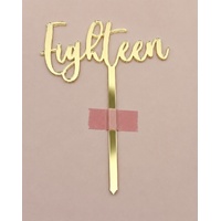 EIGHTEEN - Gold Mirror Acrylic-Cake Topper