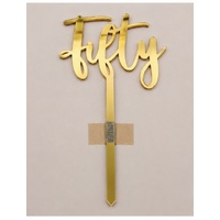 FIFTY- Gold Mirror Acrylic-Cake Topper
