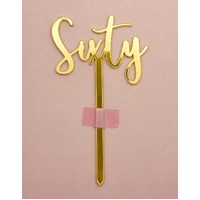 SIXTY- Gold Mirror Acrylic-Cake Topper