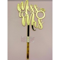 MISS TO MRS- Gold Mirror Acrylic-Cake Topper