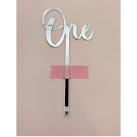 ONE - Silver Acrylic-Cake Topper