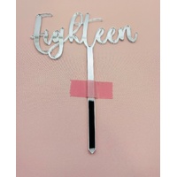 EIGHTEEN - Silver Acrylic-Cake Topper