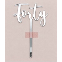 FORTY - Silver Acrylic-Cake Topper