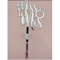 MISS to MRS - Silver Acrylic-Cake Topper