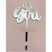 ITS A GIRL- Silver Acrylic-Cake Topper