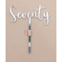 SEVENTY- Silver Acrylic-Cake Topper