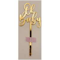 OH BABY - Gold Acrylic-Cake Topper