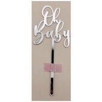 OH BABY - Silver Acrylic-Cake Topper