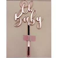 OH BABY - Rose Gold Acrylic-Cake Topper