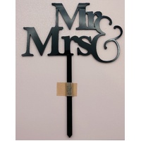 MR & MRS- Black Acrylic-Cake Topper