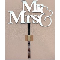 MR & MRS- Silver Acrylic-Cake Topper